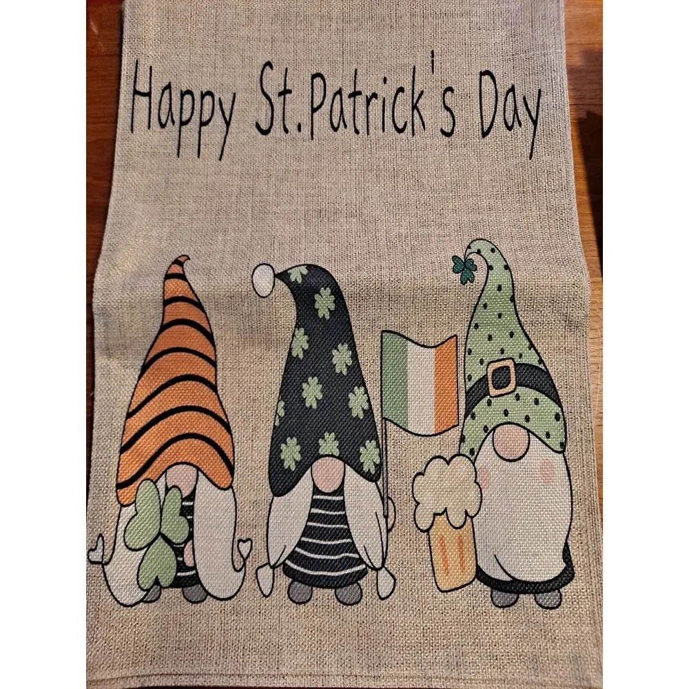 NEW Home & Garden 1pc Double Sided Happy St Patricks Day Gnome Garden Flag 12x18